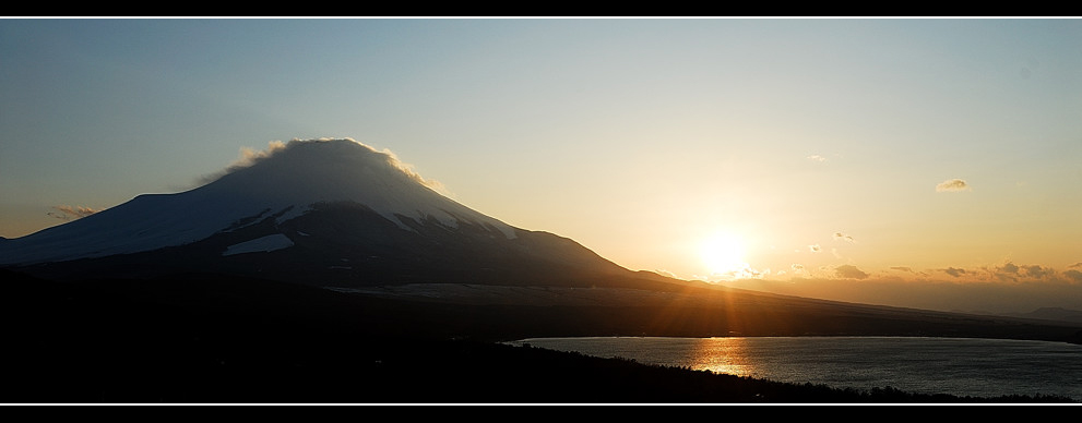富士山山中湖日落.